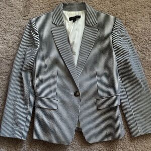 Ann Taylor Striped Blazer in Navy and White